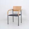 Kantinestoel hout/grijs met armleggers
